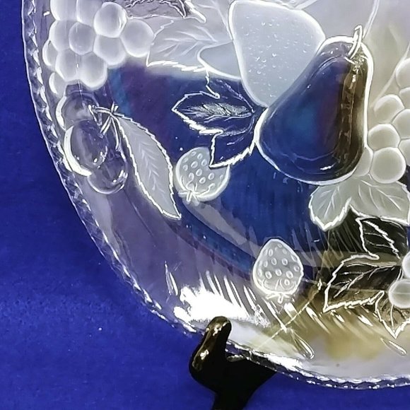 Serving Platter WP&G Bountiful Frosted Crystal Fruit Design 14" Vintage Platter - Picture 6 of 10